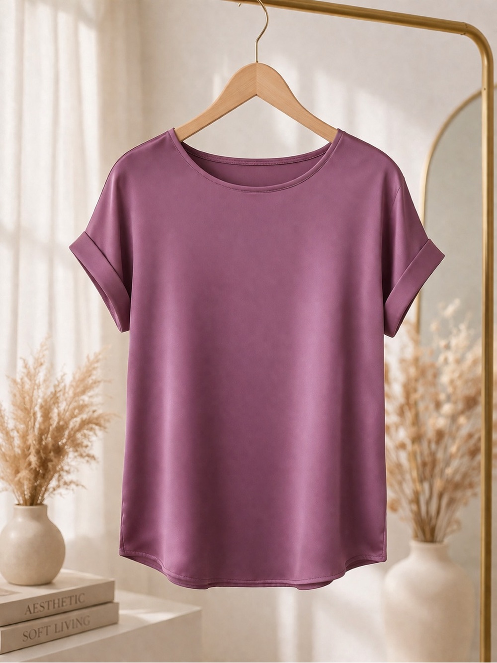 ANRABESS Women's Satin Tank Top in Dusty Mauve